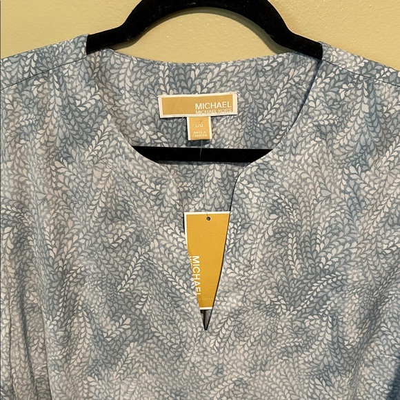 NWT Michael Kors Blouse Size Large Blue and White - Picture 3 of 7